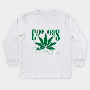 WEED, CANNABIS THERAPY Kids Long Sleeve T-Shirt